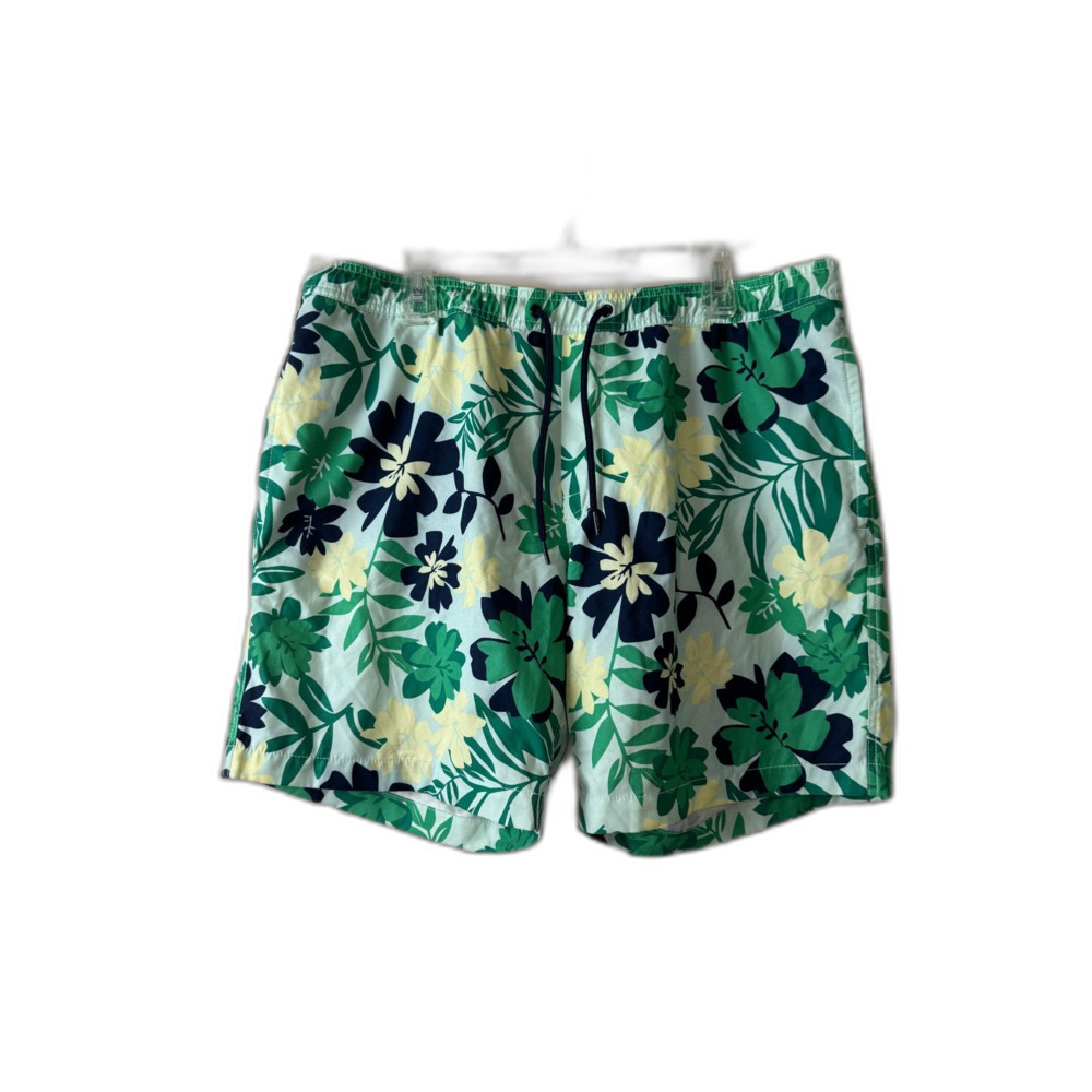 Gap men's size XL Pool Short blue green floral tropical lined beach swim trunks